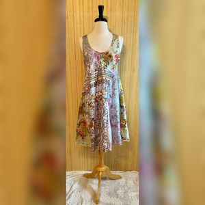 Johnny Was Silk Sleeveless Floral Print Dress